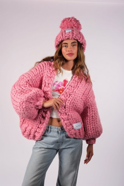 Basic Pembe Yün Hırka
