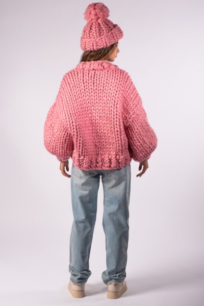 Basic Pembe Yün Hırka