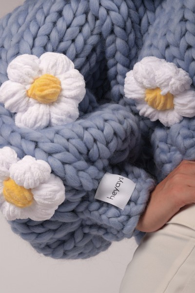Daisy Mavi El Örgüsü Hırka