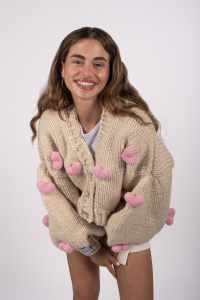 Pink Love El Örgüsü Hırka