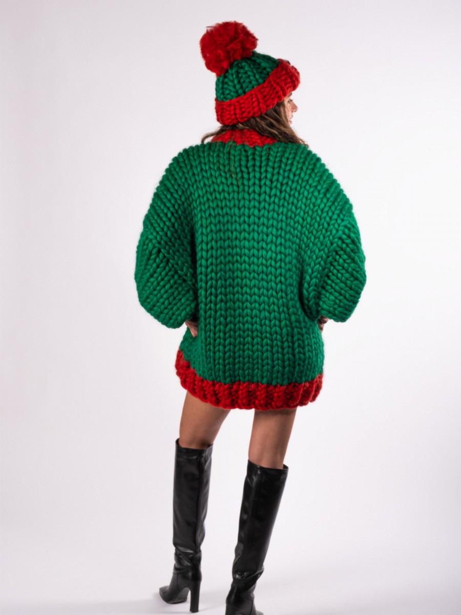 Snowman Hand-Knitted Sweater + Beanie Set