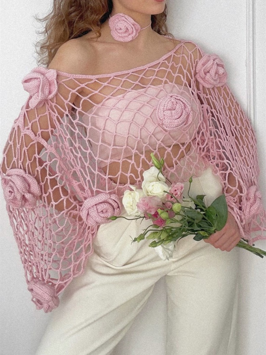 French Rose Crochet Top & Neck Accessory Set